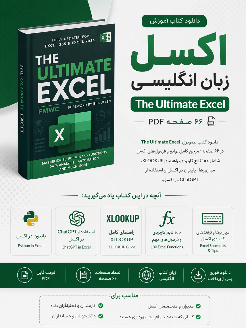 دانلود فایل آموزشی اکسل زبان انگلیسی ( نسخه پی دی اف PDF)